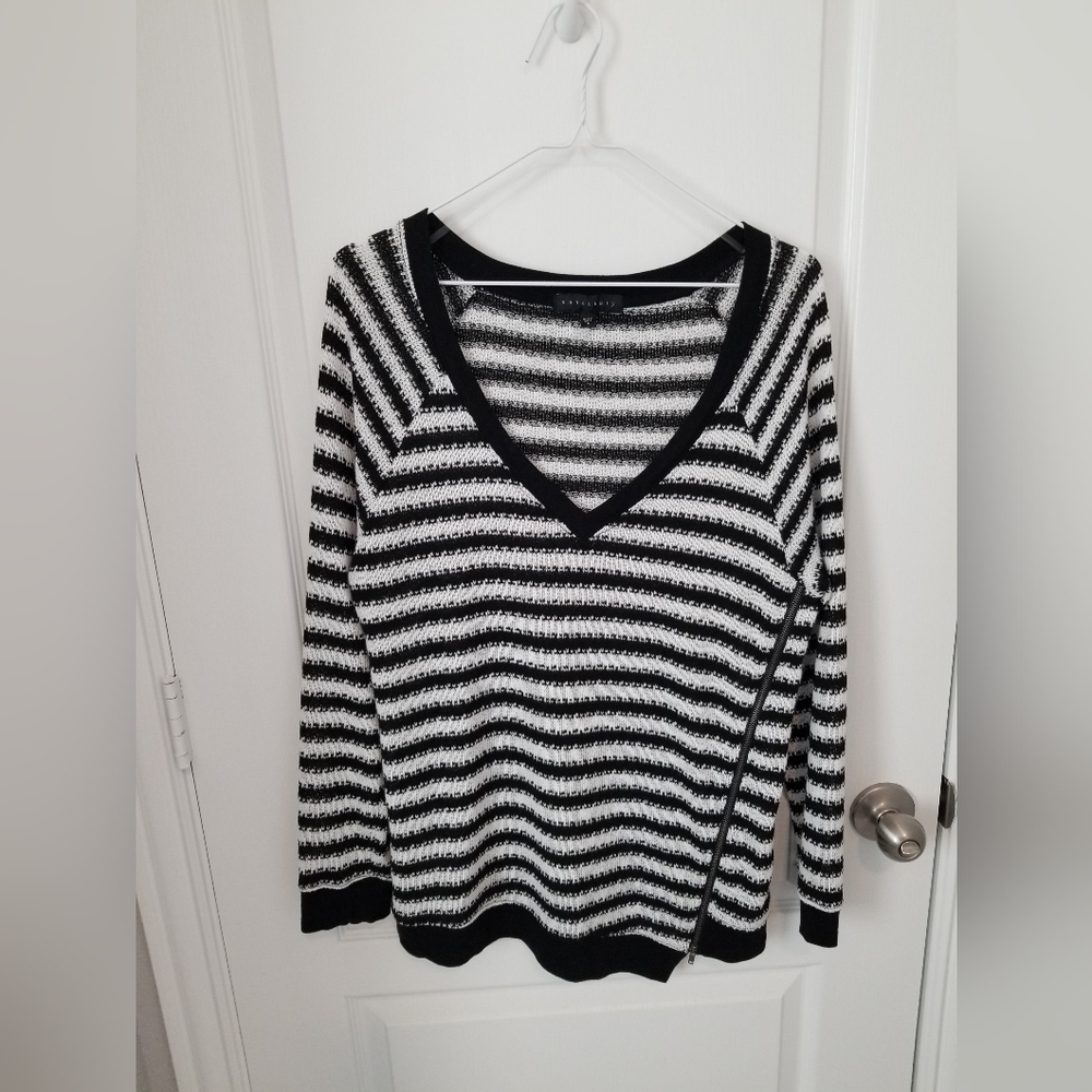 Oversized Striped Sanctuary Pullover Sweater Black & White * Size S Small